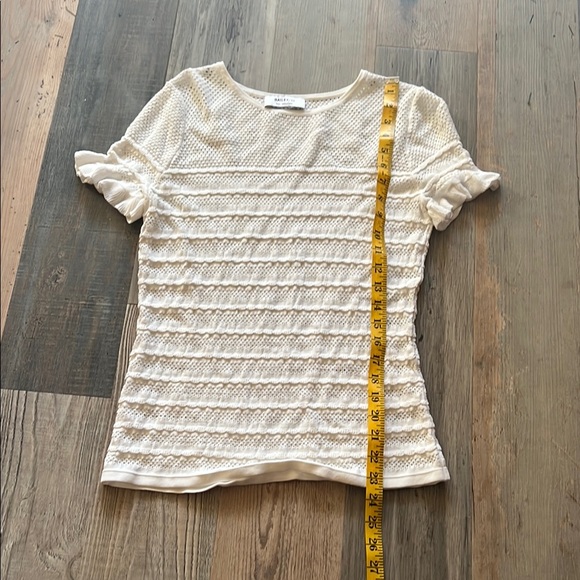 Bailey 44 White Crew Neck Smocked Short Sleeve Stretchy Tee Size: Small (S) - Picture 11 of 15